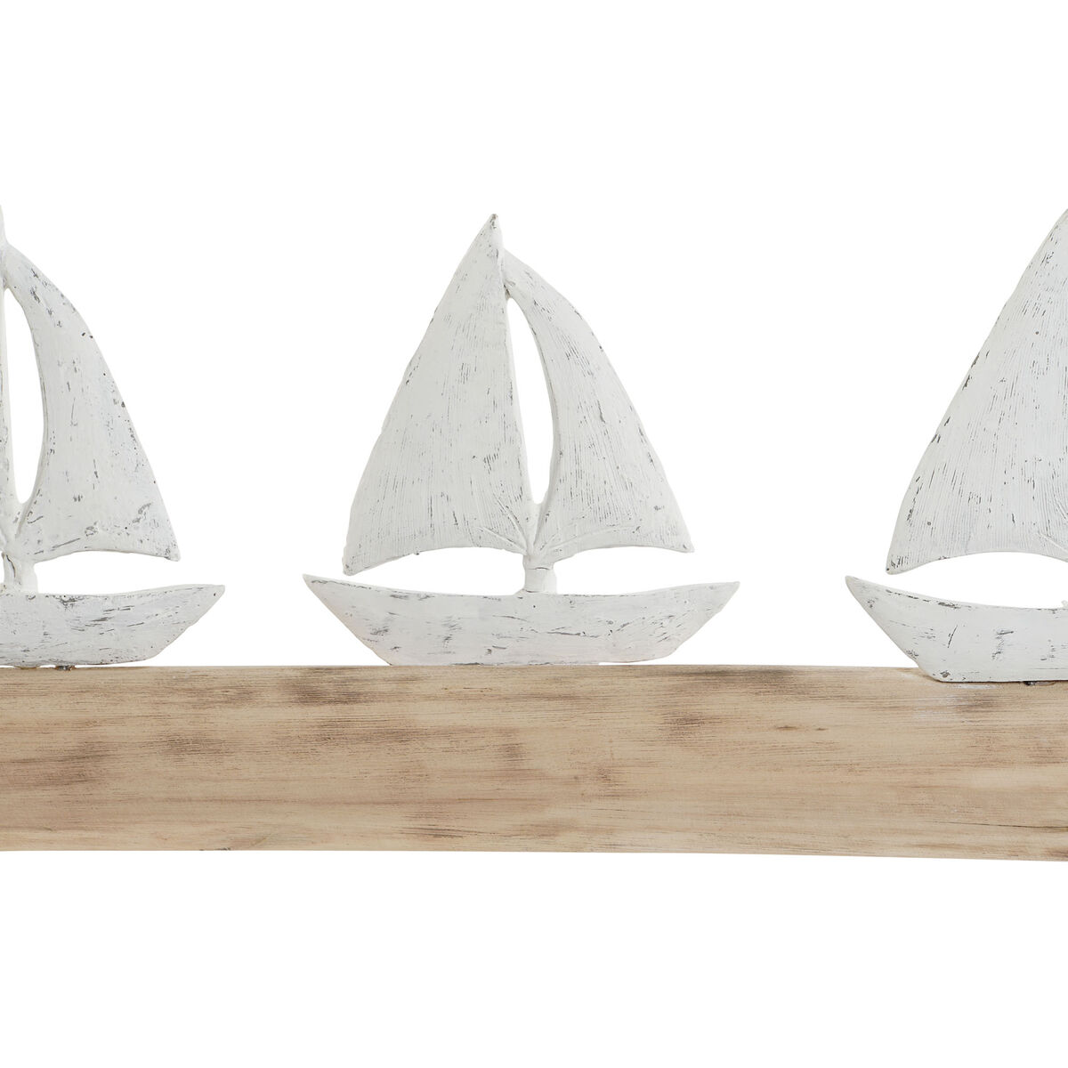 Figură Decorativă Home ESPRIT Alb Natural Bărci cu Pânze Mediterană 62 x 8,5 x 25,5 cm