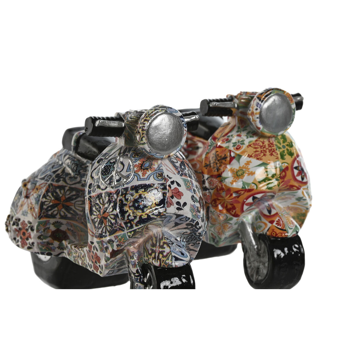 Figură Decorativă Home ESPRIT Multicolor Mediterană scooter 14 x 8 x 11 cm (2 Unități)