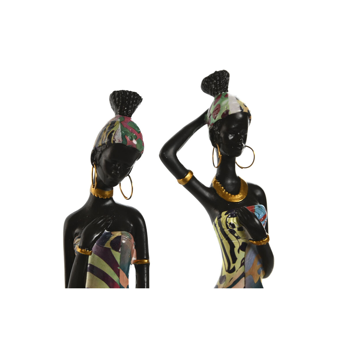 Figură Decorativă Home ESPRIT Multicolor Africană 9 x 7 x 16,5 cm (2 Unități)