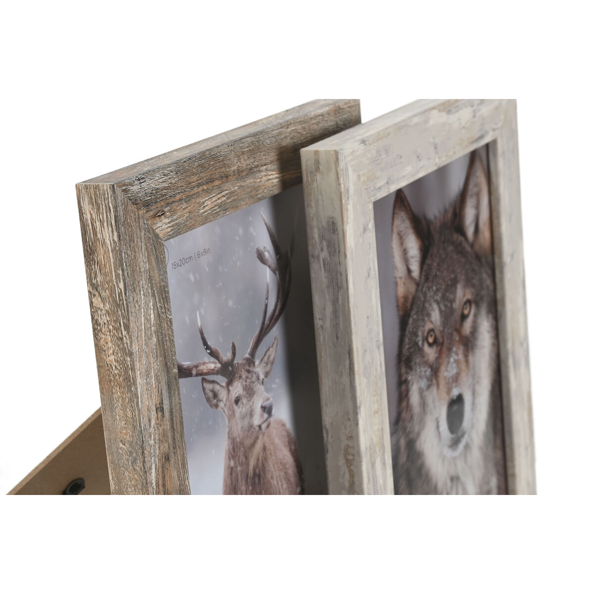 Ramă Foto Home ESPRIT Alb Natural Geam polistiren Scandinav 19,5 x 2 x 24,5 cm (2 Unități)