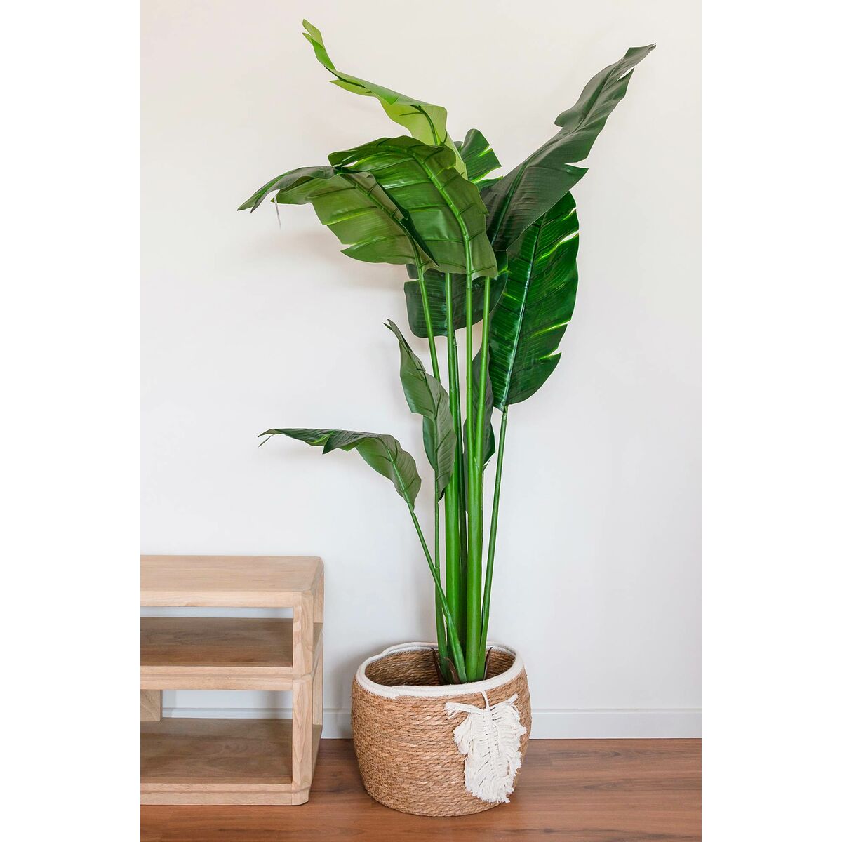 Coș Decorativ Home ESPRIT Crem Natural Boho 33 x 33 x 27 cm (3 Piese)