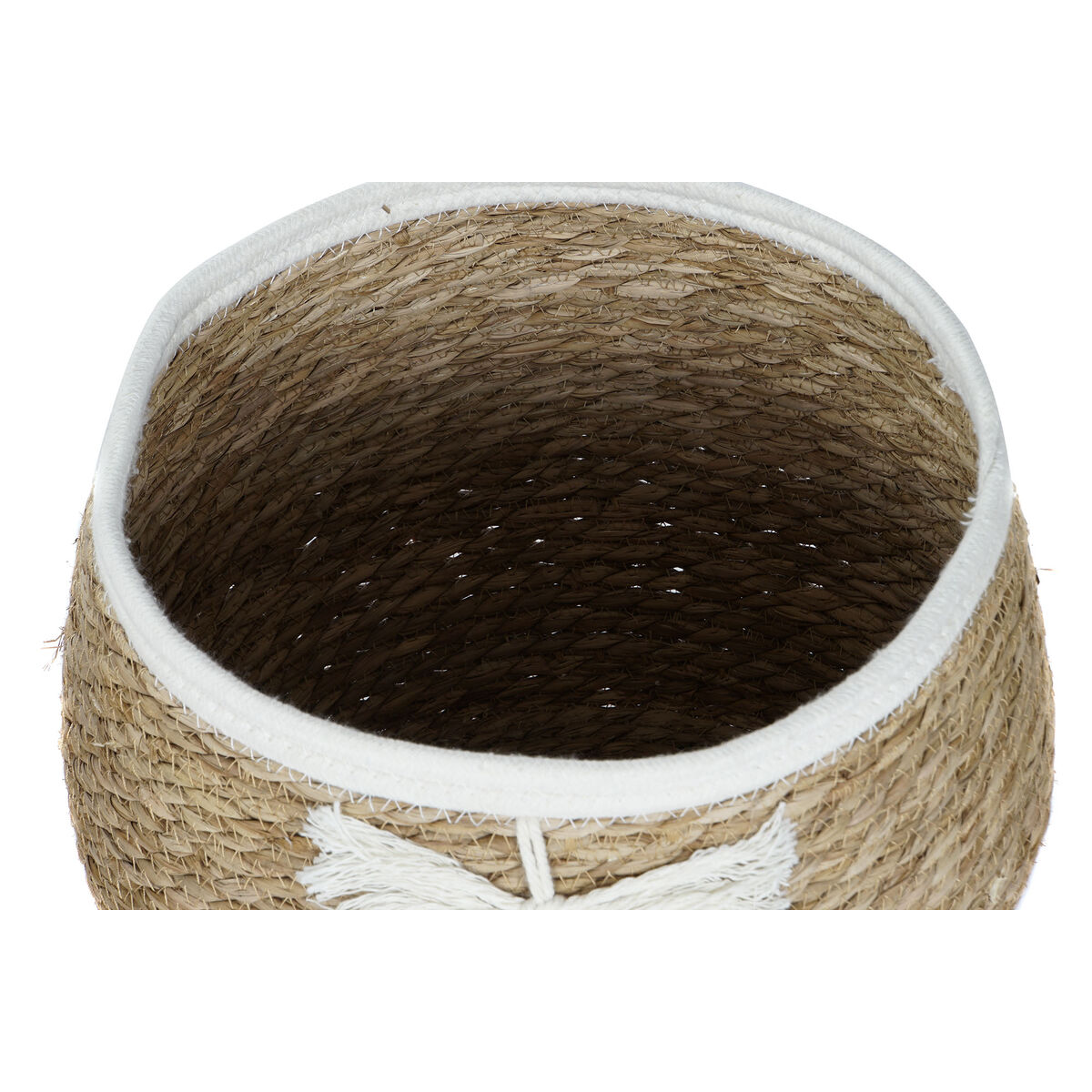 Coș Decorativ Home ESPRIT Crem Natural Boho 33 x 33 x 27 cm (3 Piese)