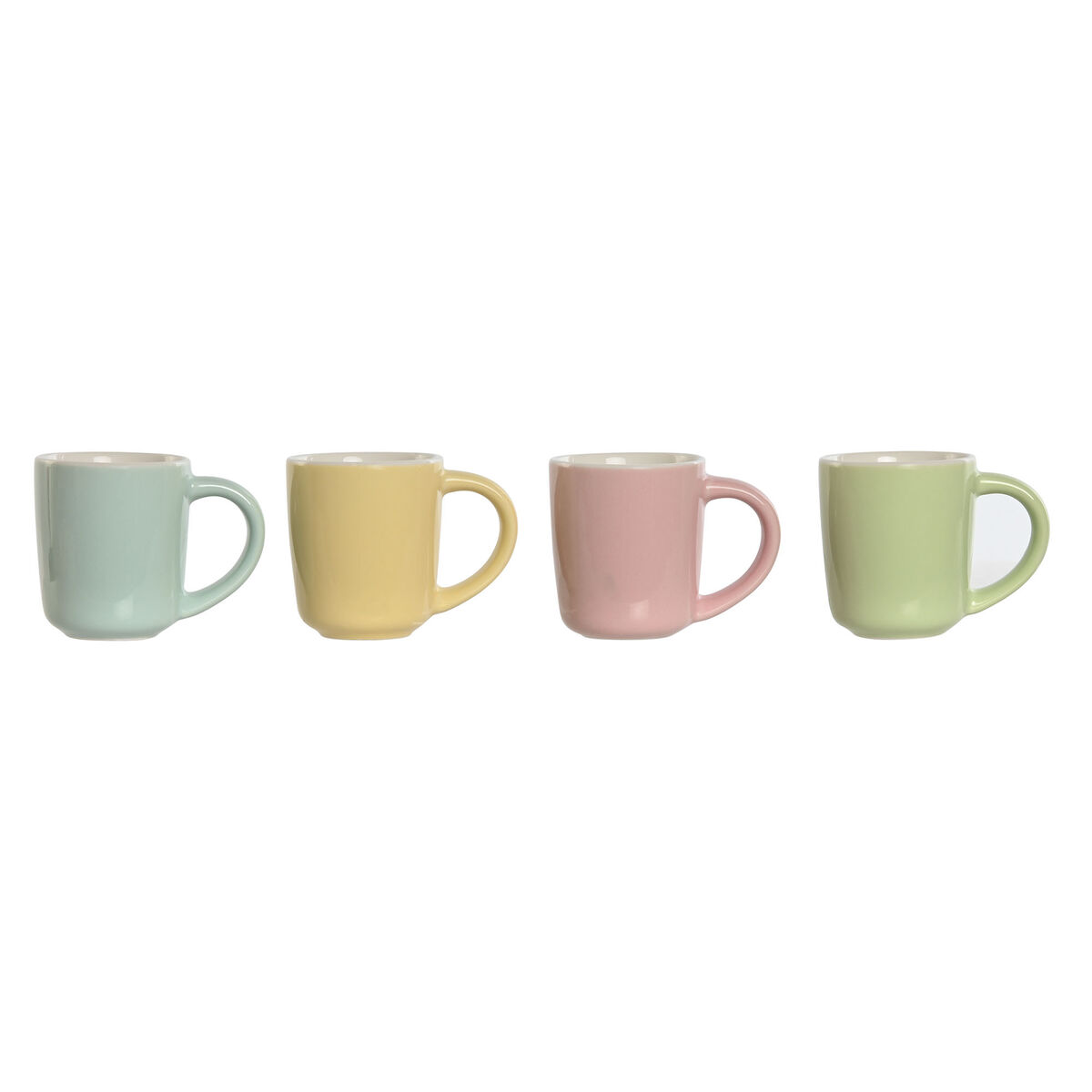 Set de Căni de Cafea Home ESPRIT Galben Albastru Verde Roz Porțelan 90 ml 4 Piese