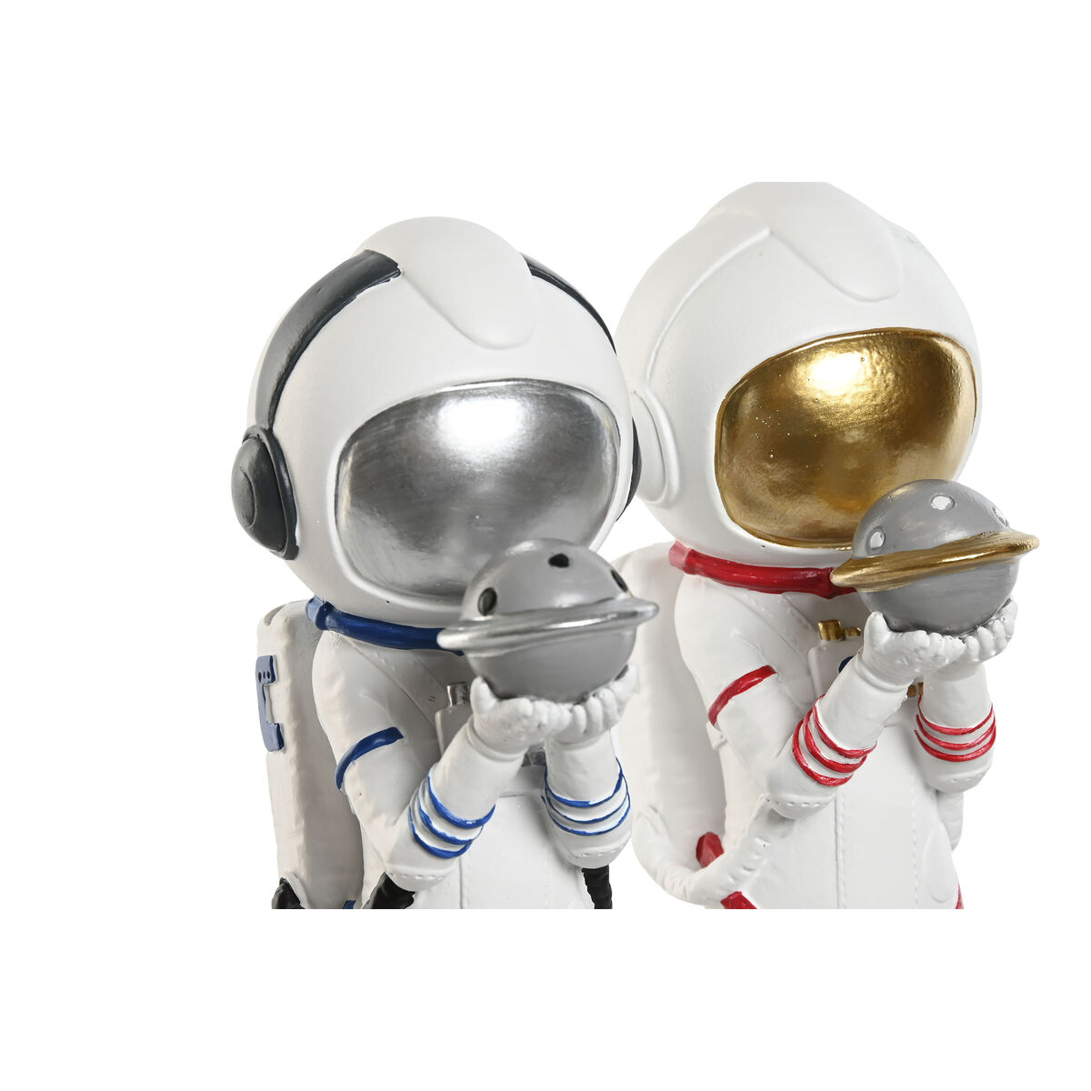 Figură Decorativă Home ESPRIT Albastru Alb Roșu Auriu* Femeie Astronaut / Astronaută 11 x 7 x 25 cm (2 Unități)