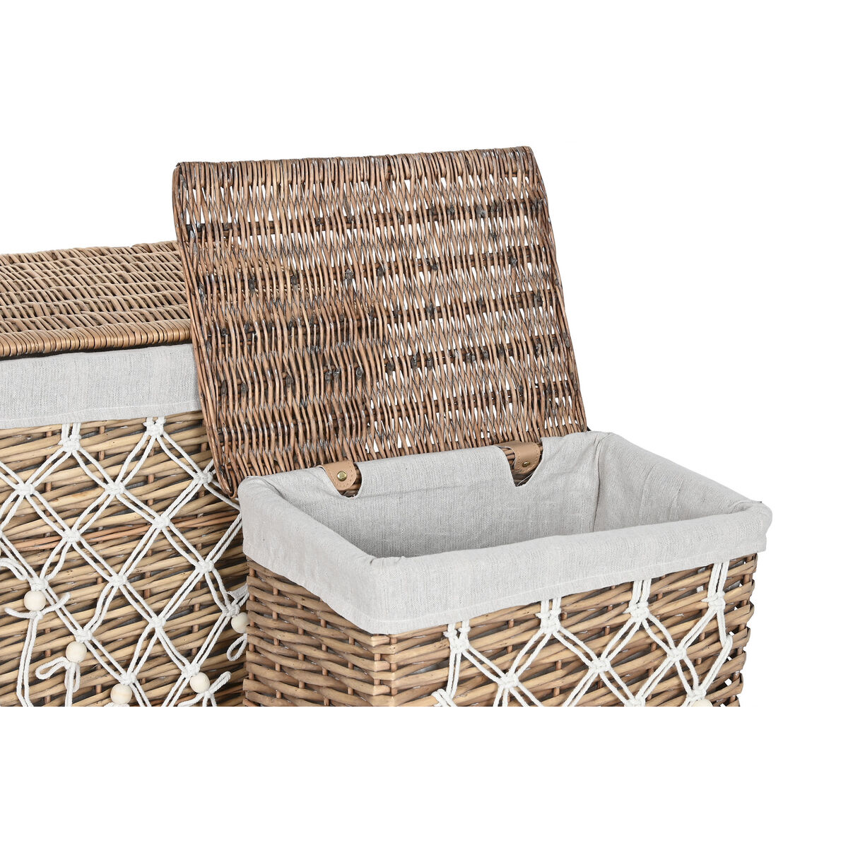 Coș pentru rufe murdare Home ESPRIT Alb Natural răchită Shabby Chic 47 x 35 x 55 cm 5 Piese