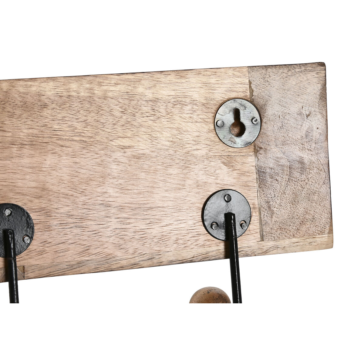 Cuier de perete Home ESPRIT Alb Negru Natural Metal Lemn de mango Buda 38 x 5 x 16 cm