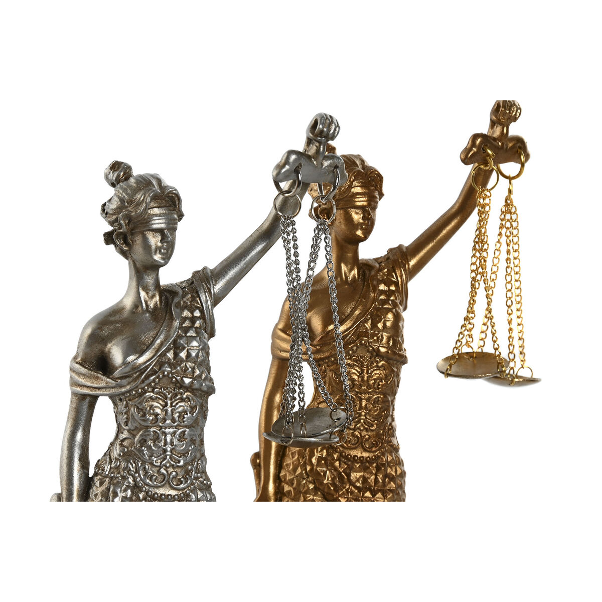 Figură Decorativă Home ESPRIT Auriu* Argintiu Rășină 8,5 x 7,5 x 25 cm (2 Unități)