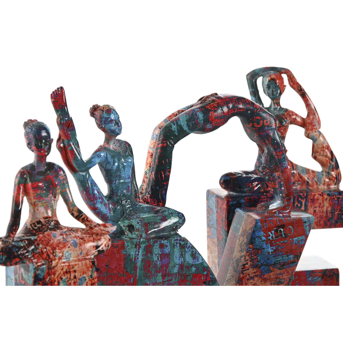 Figură Decorativă Home ESPRIT LOVE Multicolor Rășină Yoga 12,5 x 5 x 22 cm (4 Piese)