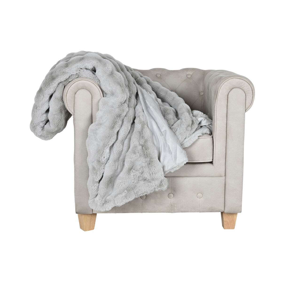 Pătură Home ESPRIT Gri deschis 220 x 240 x 1 cm