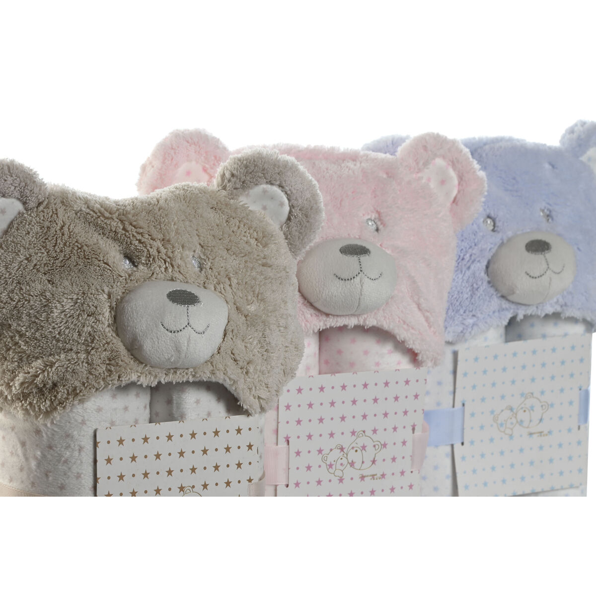 Pătură Home ESPRIT Albastru Bej Roz 100 x 75 x 20 cm (3 Unități)