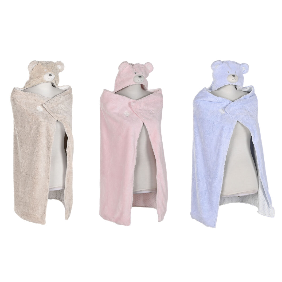 Pătură Home ESPRIT Albastru Bej Roz 100 x 75 x 20 cm (3 Unități)