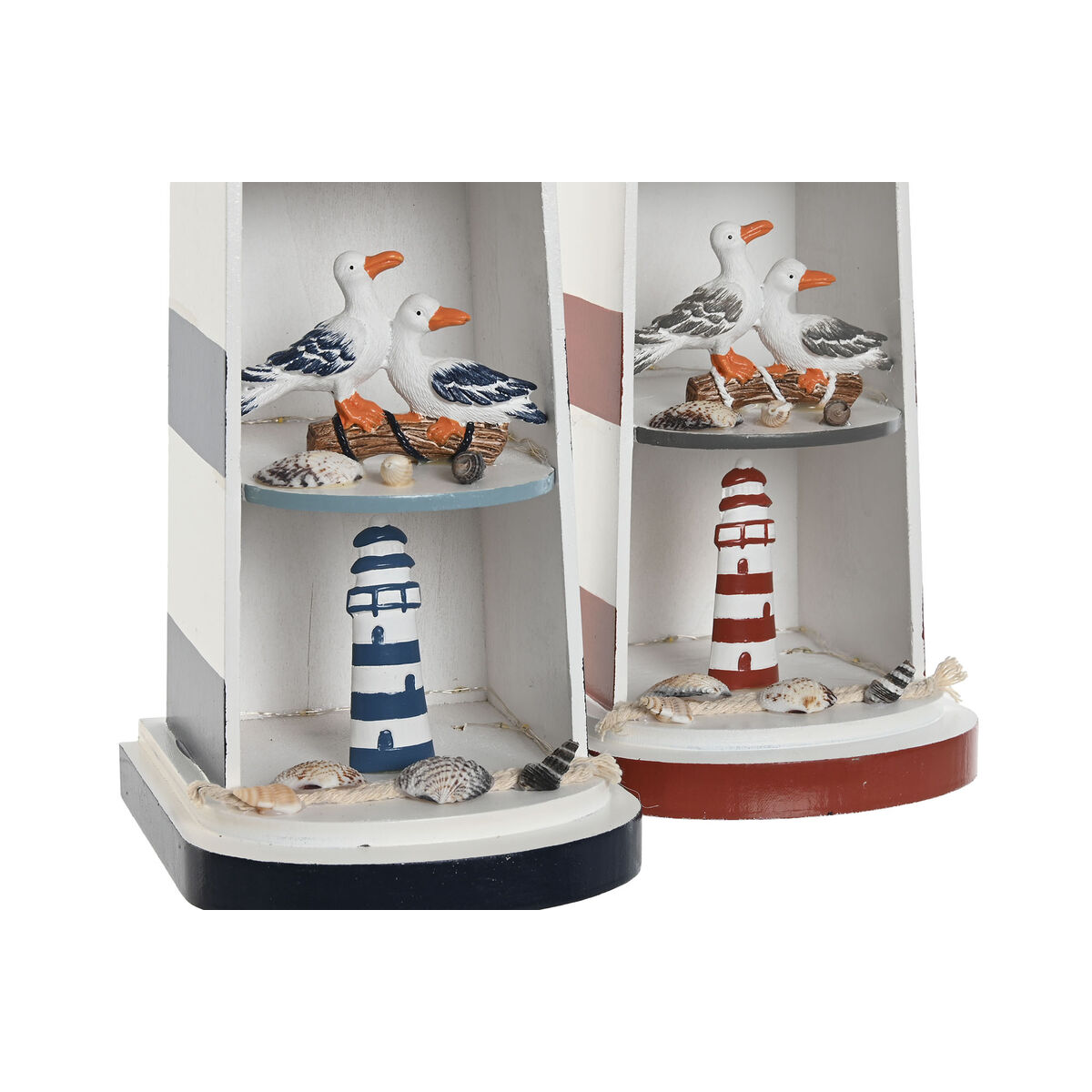 Figură Decorativă Home ESPRIT Albastru Roșu Far 14 x 16 x 52 cm (2 Unități)