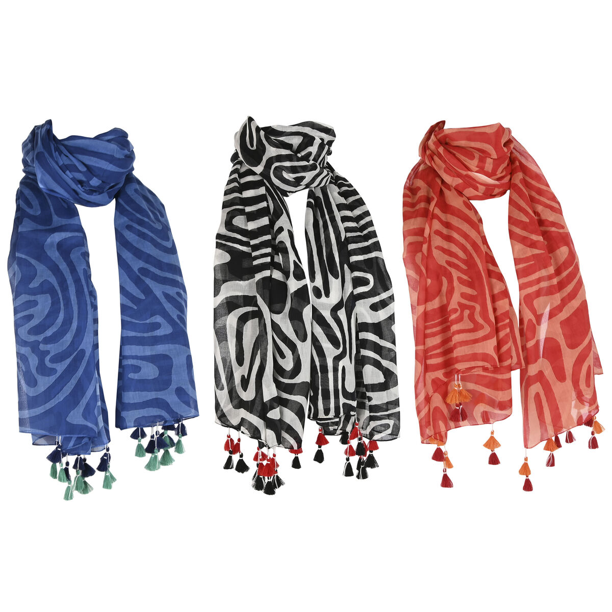 Eșarfă Home ESPRIT Bej Multicolor Coral (3 Unități)