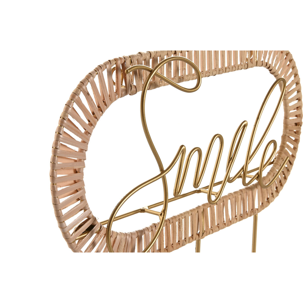 Cuier de perete Home ESPRIT Auriu* Natural Metal Ratan 40 x 6,4 x 28,6 cm (2 Unități)