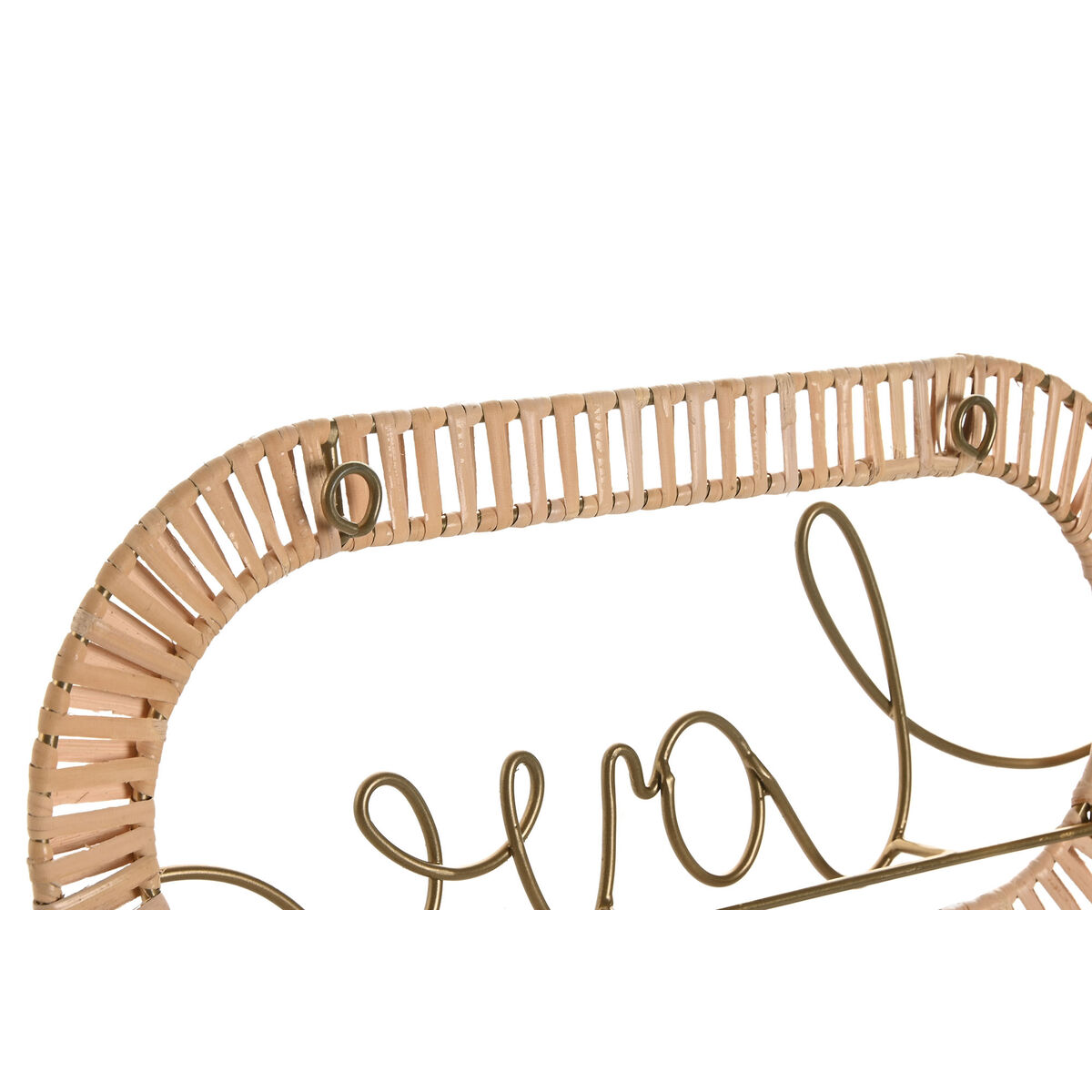 Cuier de perete Home ESPRIT Auriu* Natural Metal Ratan 40 x 6,4 x 28,6 cm (2 Unități)