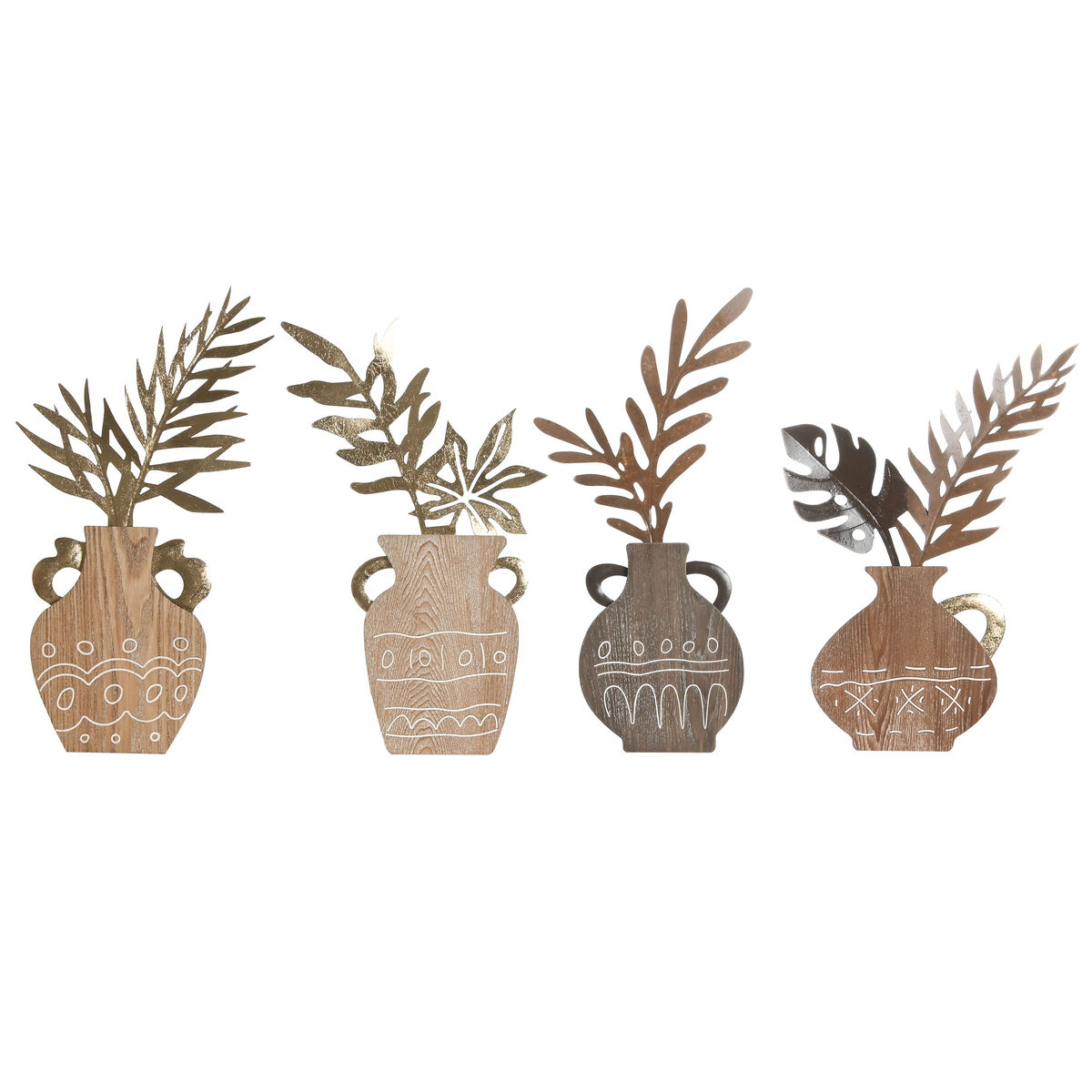 Figură Decorativă Home ESPRIT Natural Vază Boho 28,5 x 2 x 50 cm (4 Unități)