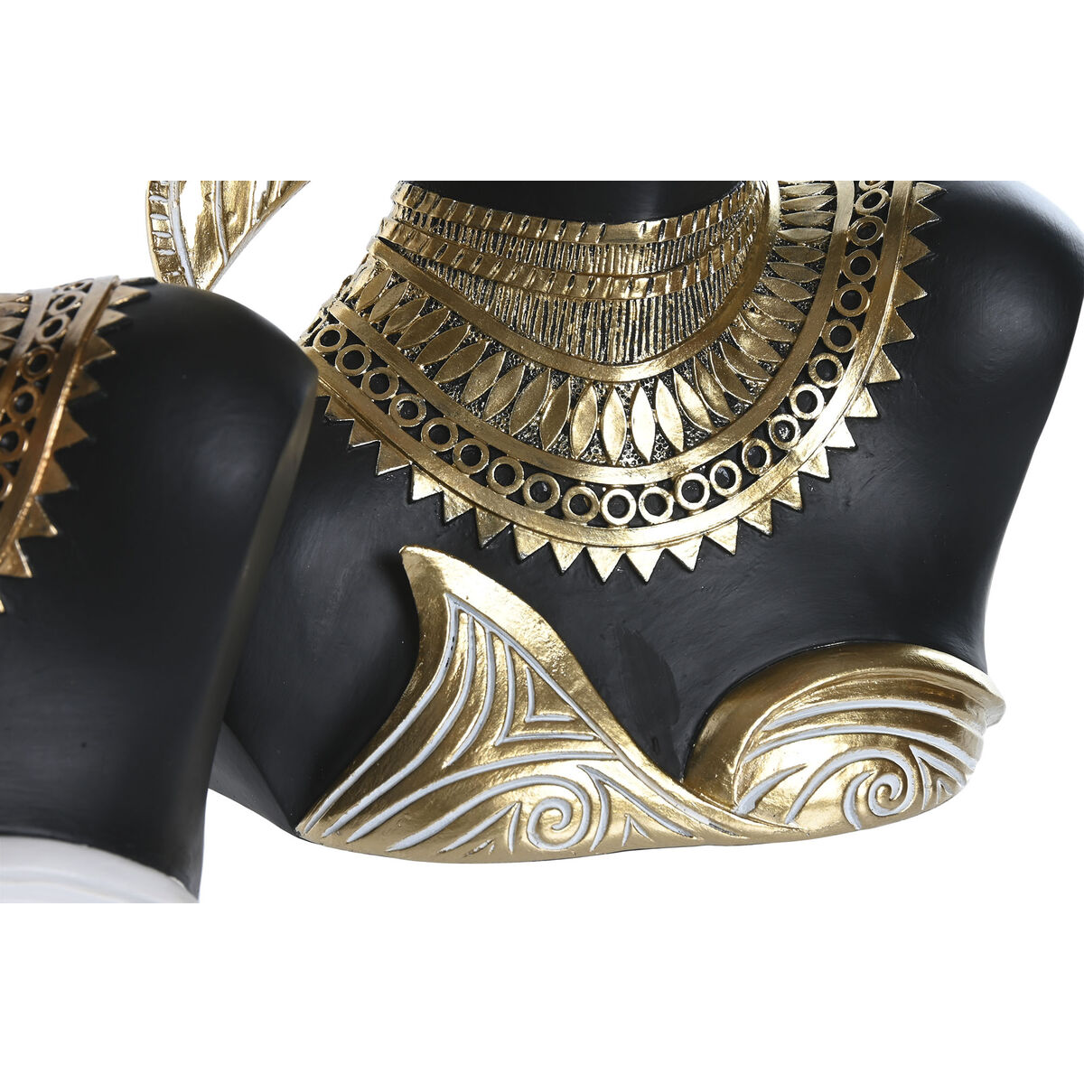 Figură Decorativă Home ESPRIT Alb Negru Auriu* Africană 22 x 11 x 37 cm (2 Unități)