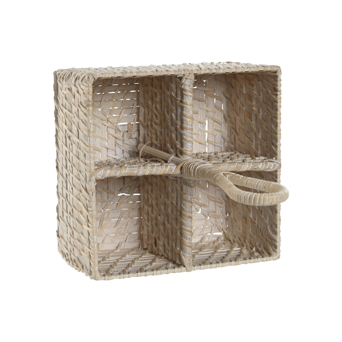 Coș de tacâmuri Home ESPRIT Alb Natural Bambus 19 x 19 x 27 cm