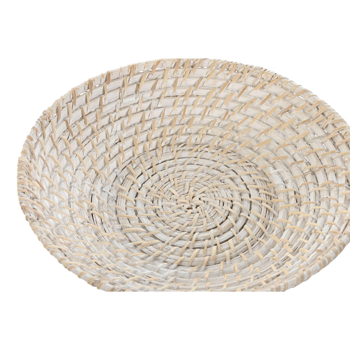 Decorațiune pentru Centrul Mesei Home ESPRIT Alb Natural Bambus Ratan 35 x 35 x 8 cm (2 Piese)