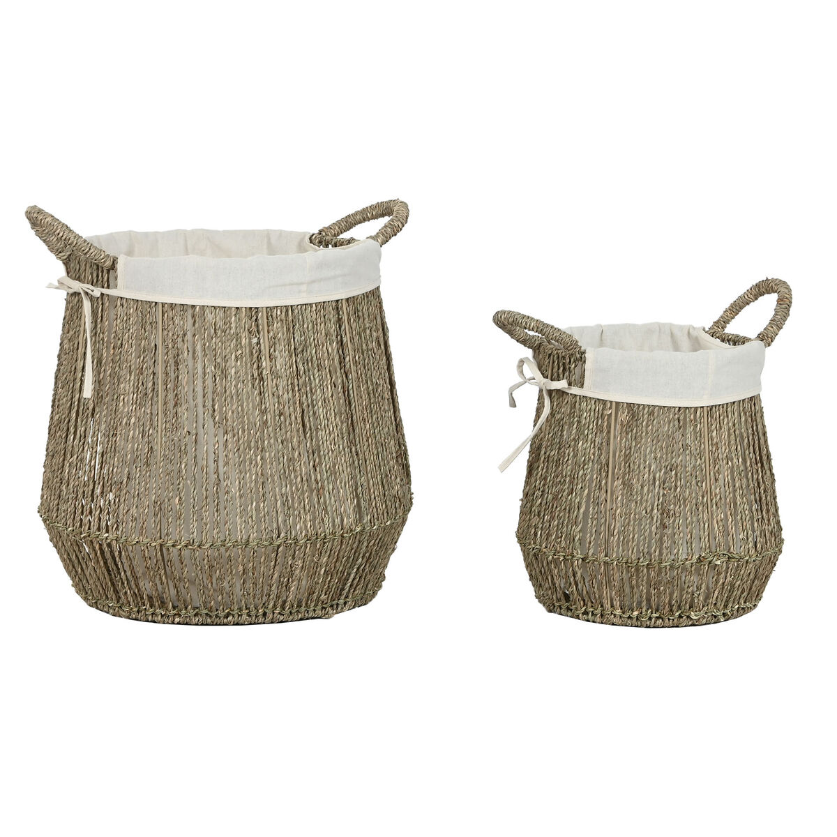 Coș pentru rufe murdare Home ESPRIT Alb Natural Alge marine 43 x 43 x 48 cm (2 Unități)