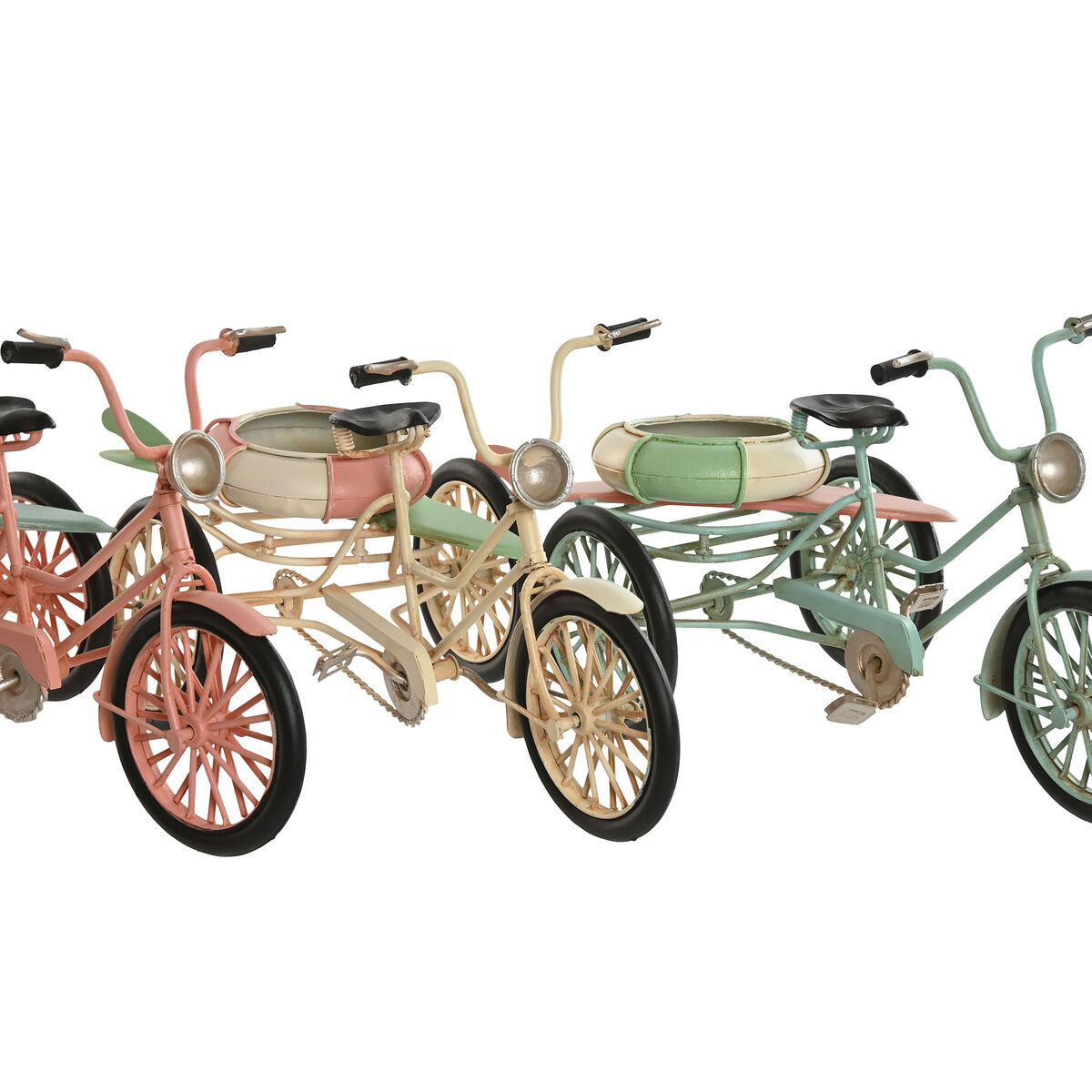 Figură Decorativă Home ESPRIT Albastru Alb Verde Roz Vintage 26,5 x 12 x 14 cm (3 Unități)