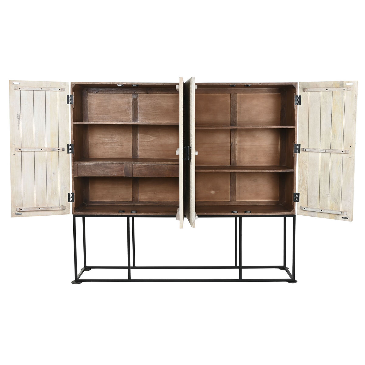 Dulap Home ESPRIT Alb Negru Metal Lemn de mango 180 x 40 x 160 cm