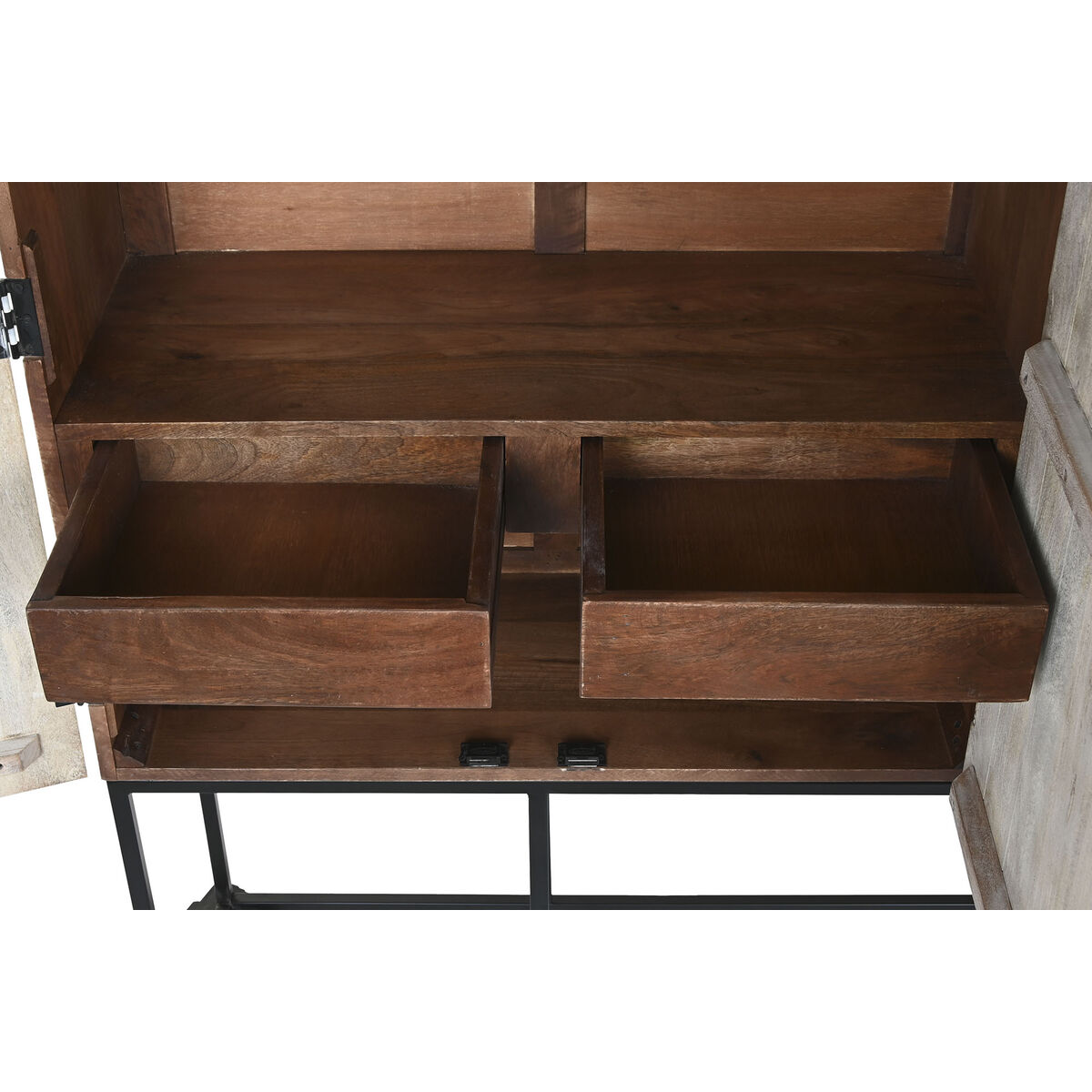 Dulap Home ESPRIT Alb Negru Metal Lemn de mango 180 x 40 x 160 cm