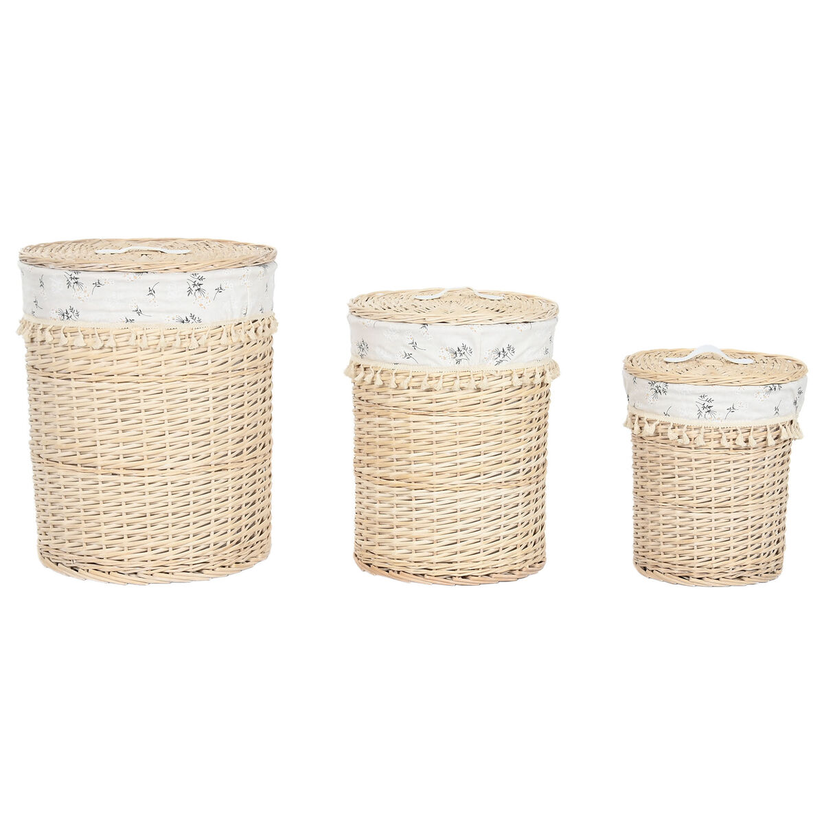 Coș pentru rufe murdare Home ESPRIT Natural răchită Shabby Chic 45 x 45 x 55 cm 3 Piese