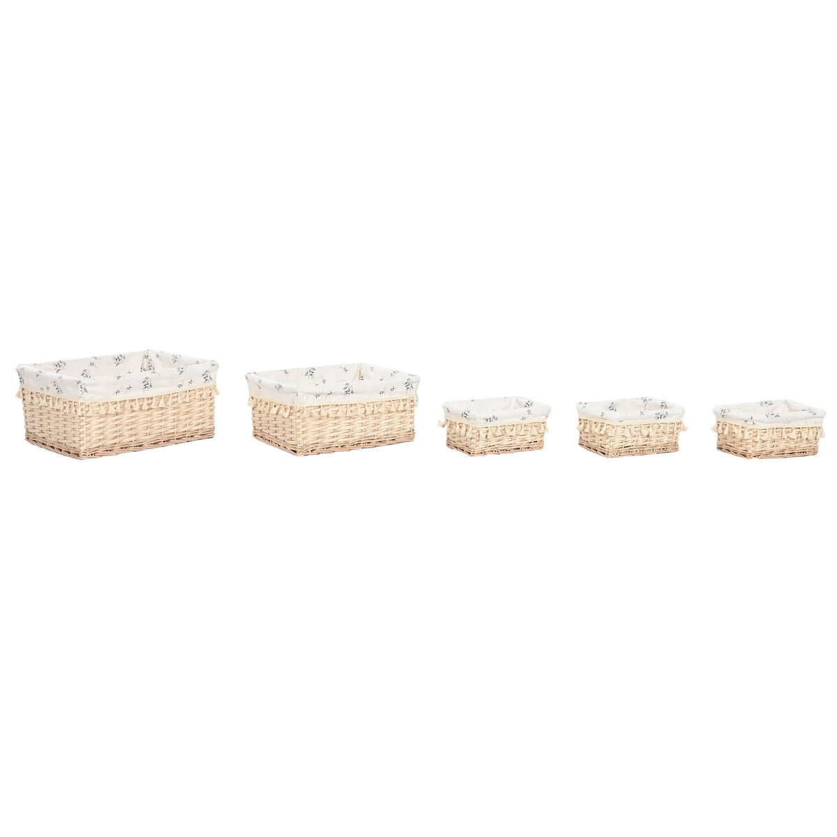 Coș pentru rufe murdare Home ESPRIT Natural răchită Shabby Chic 48 x 38 x 22 cm 5 Piese