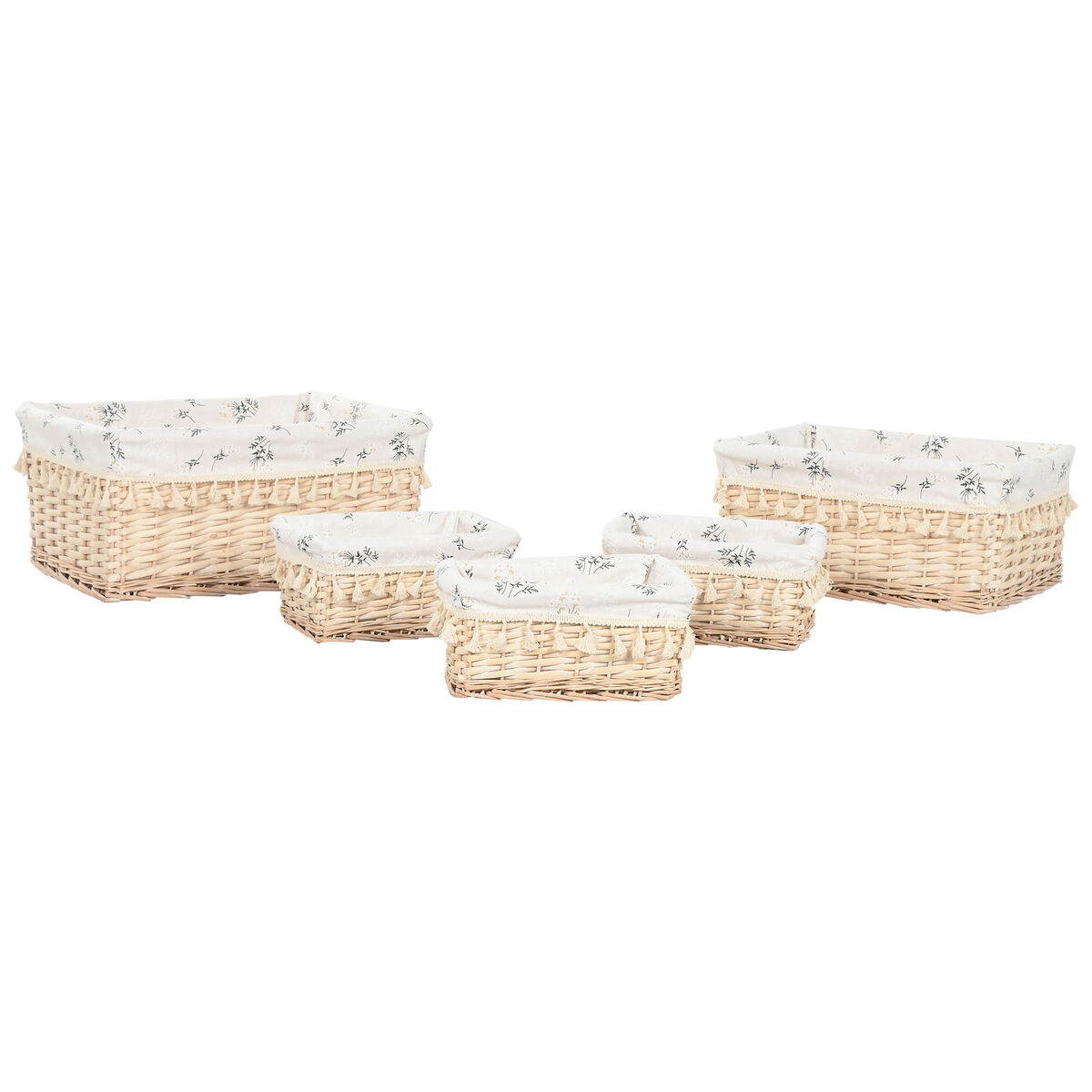 Coș pentru rufe murdare Home ESPRIT Natural răchită Shabby Chic 48 x 38 x 22 cm 5 Piese