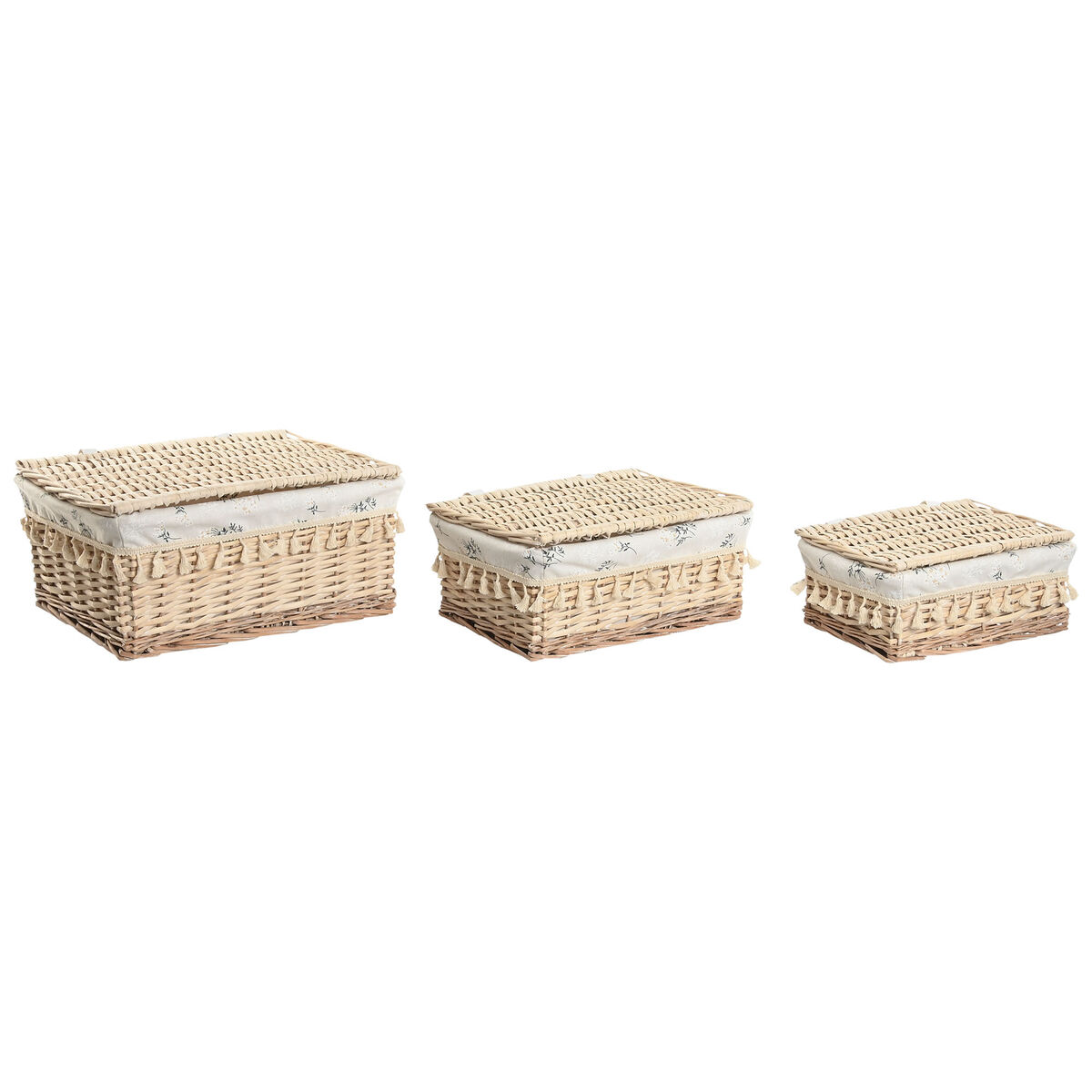 Coș pentru rufe murdare Home ESPRIT Natural răchită Shabby Chic 42 x 33 x 20 cm 3 Piese