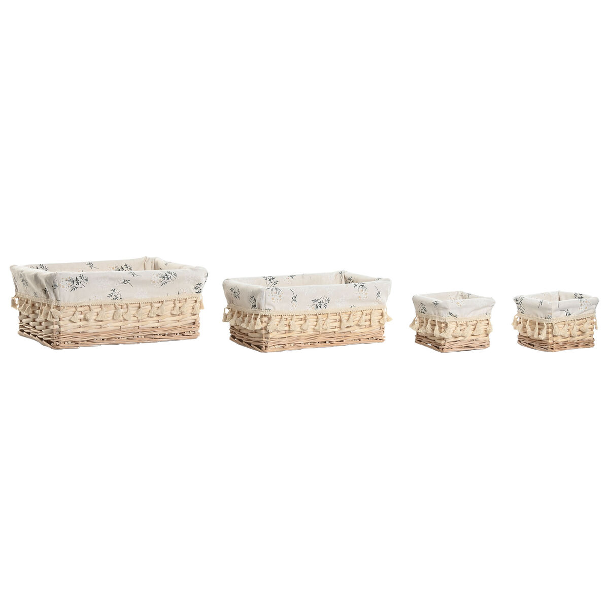 Coș pentru rufe murdare Home ESPRIT Natural răchită Shabby Chic 36 x 25 x 16 cm 4 Piese