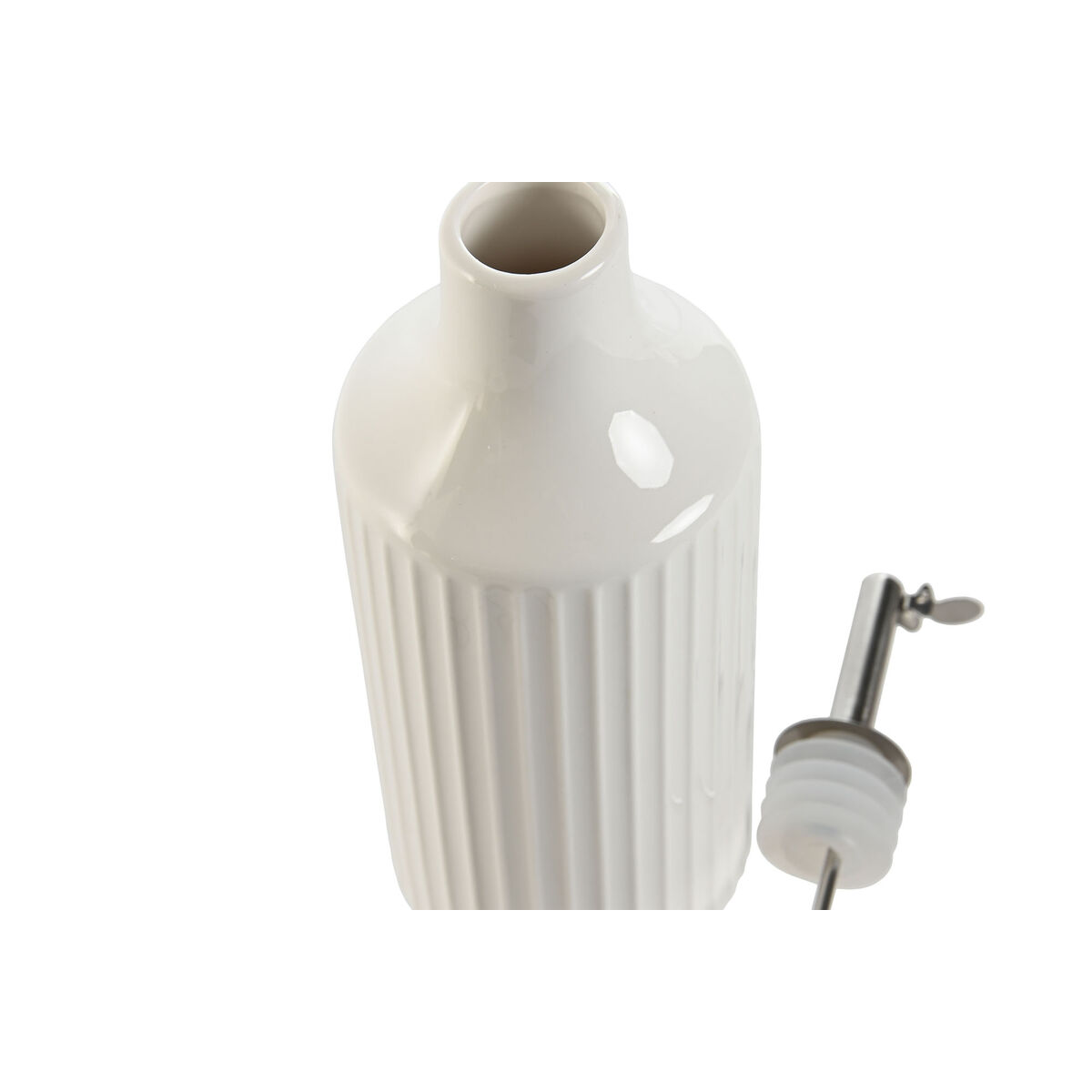 Dispenser pentru Ulei Home ESPRIT Alb Argintiu Oțel inoxidabil Porțelan Urban 350 ml 7 x 7 x 22 cm