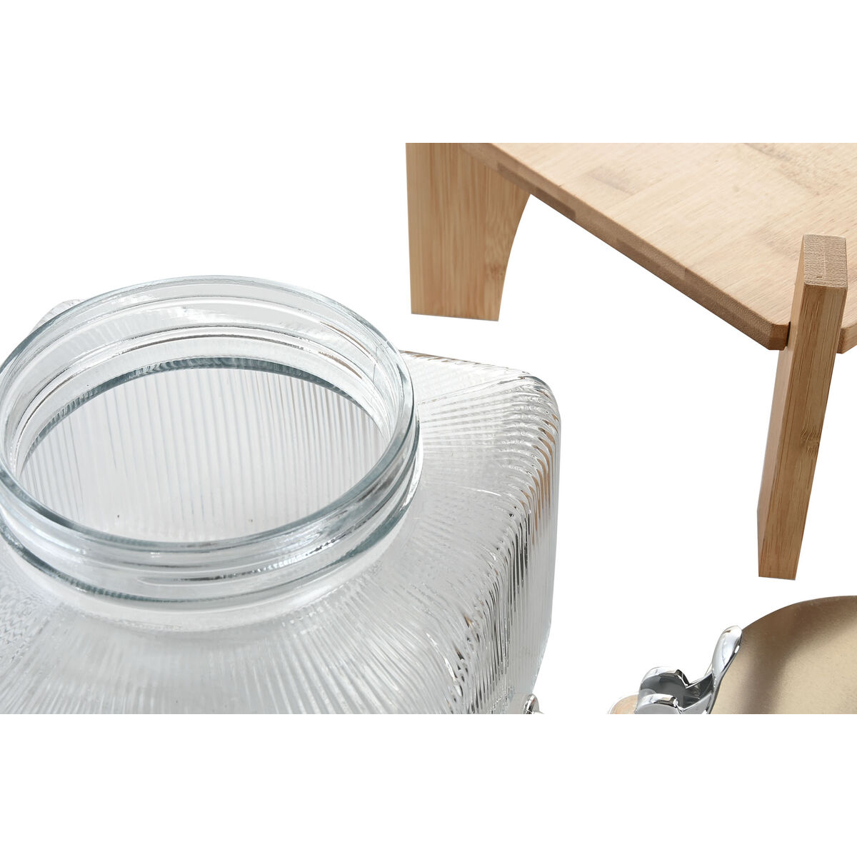 Dispenser de Apă Home ESPRIT Transparent Natural Bambus Geam 3,5 L 19 x 19 x 16 cm