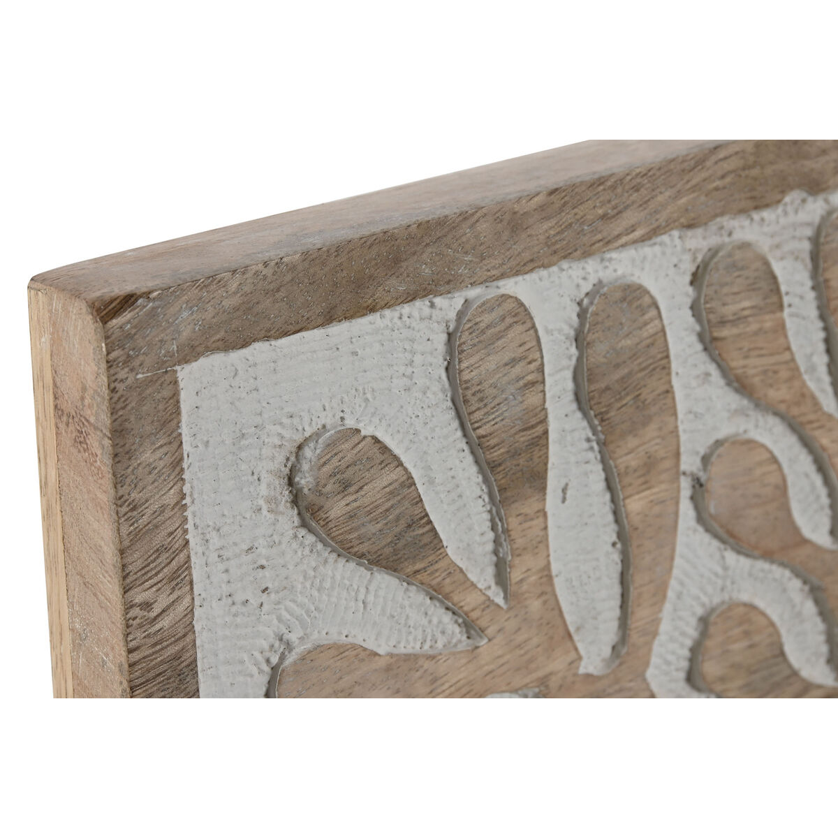 Decorațiune de Perete Home ESPRIT Alb Natural Floral 60 x 2,5 x 60 cm (4 Piese)