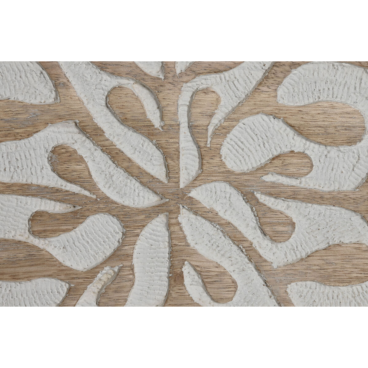 Decorațiune de Perete Home ESPRIT Alb Natural Floral 60 x 2,5 x 60 cm (4 Piese)