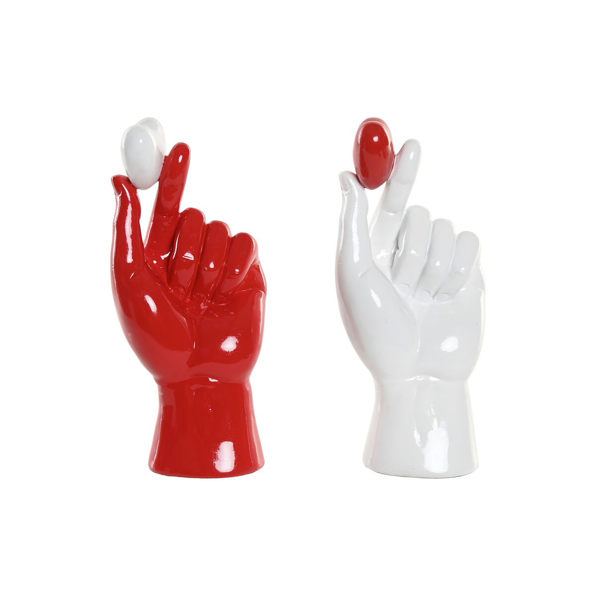 Figură Decorativă Home ESPRIT Alb Roșu Mână 12 x 8,5 x 26 cm (2 Unități)