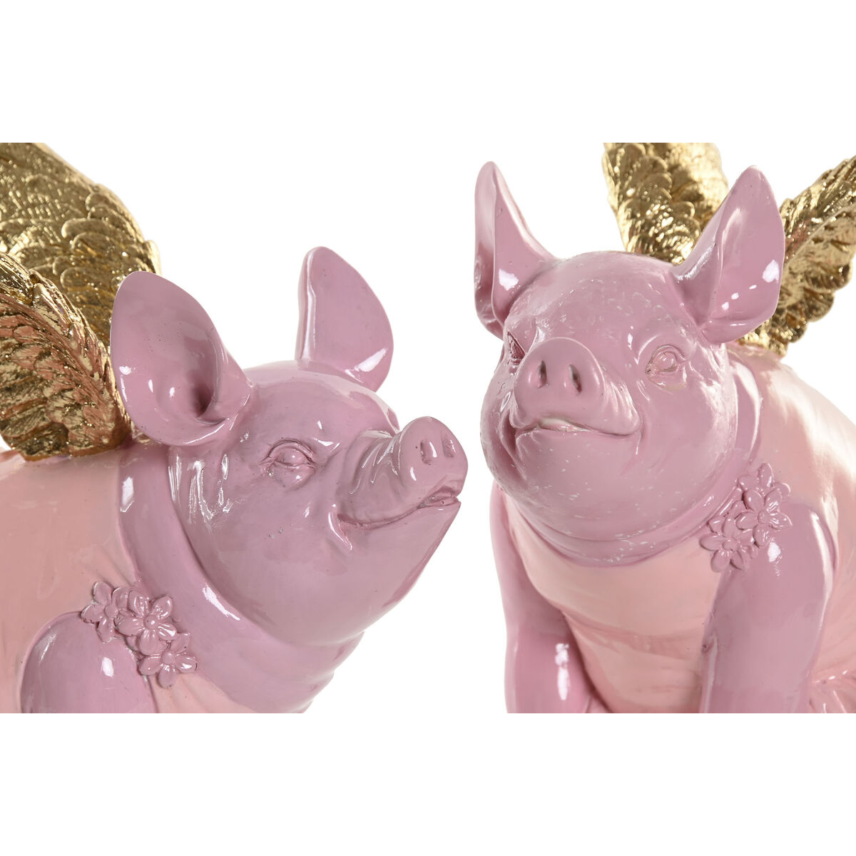Figură Decorativă Home ESPRIT Roz Porc 19 x 11 x 17 cm (2 Unități)