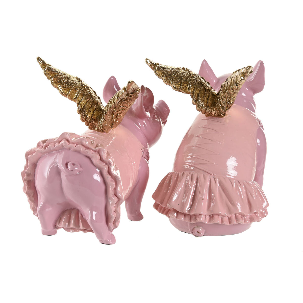Figură Decorativă Home ESPRIT Roz Porc 19 x 11 x 17 cm (2 Unități)