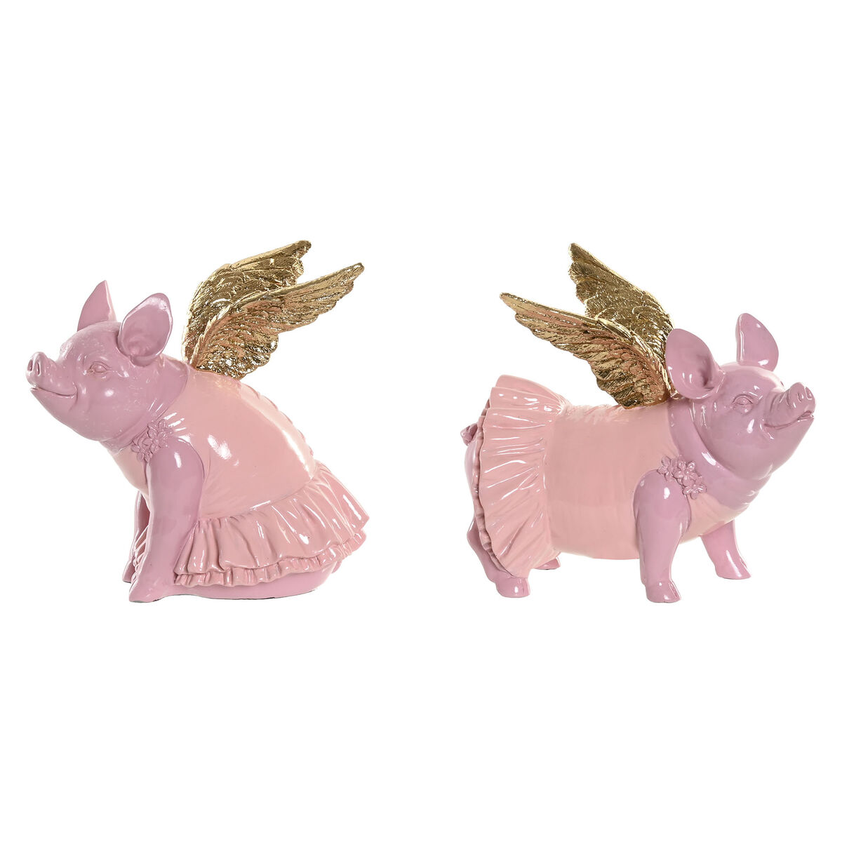 Figură Decorativă Home ESPRIT Roz Porc 19 x 11 x 17 cm (2 Unități)