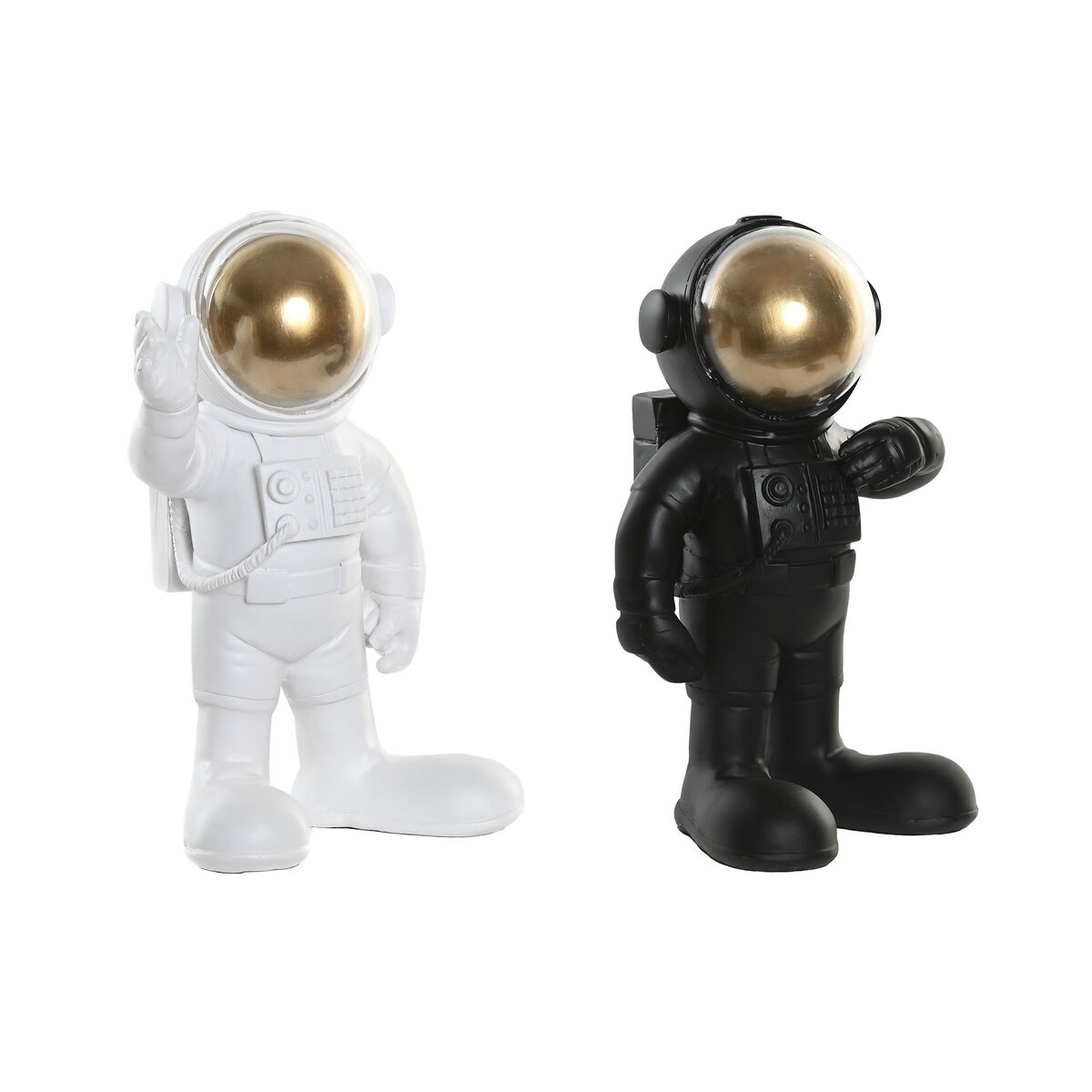 Figură Decorativă Home ESPRIT Alb Negru Auriu* Astronaut / Astronaută 20 x 13 x 27 cm (2 Unități)