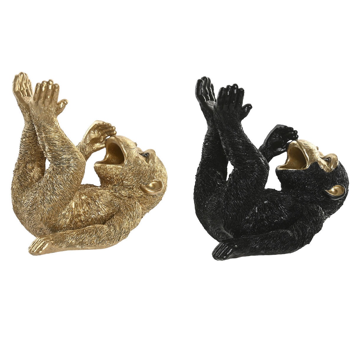 Figură Decorativă Home ESPRIT Negru Auriu* Maimuță 24,5 X 15 X 22,5 CM (2 Unități)
