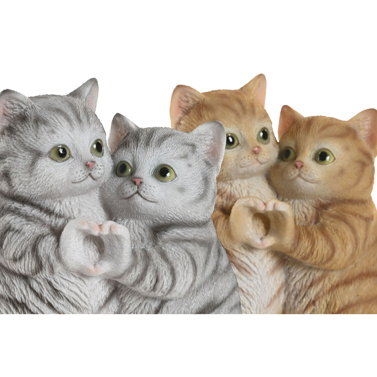 Figură Decorativă Home ESPRIT Maro Gri Pisici 13,5 X 9 X 18 CM (2 Unități)