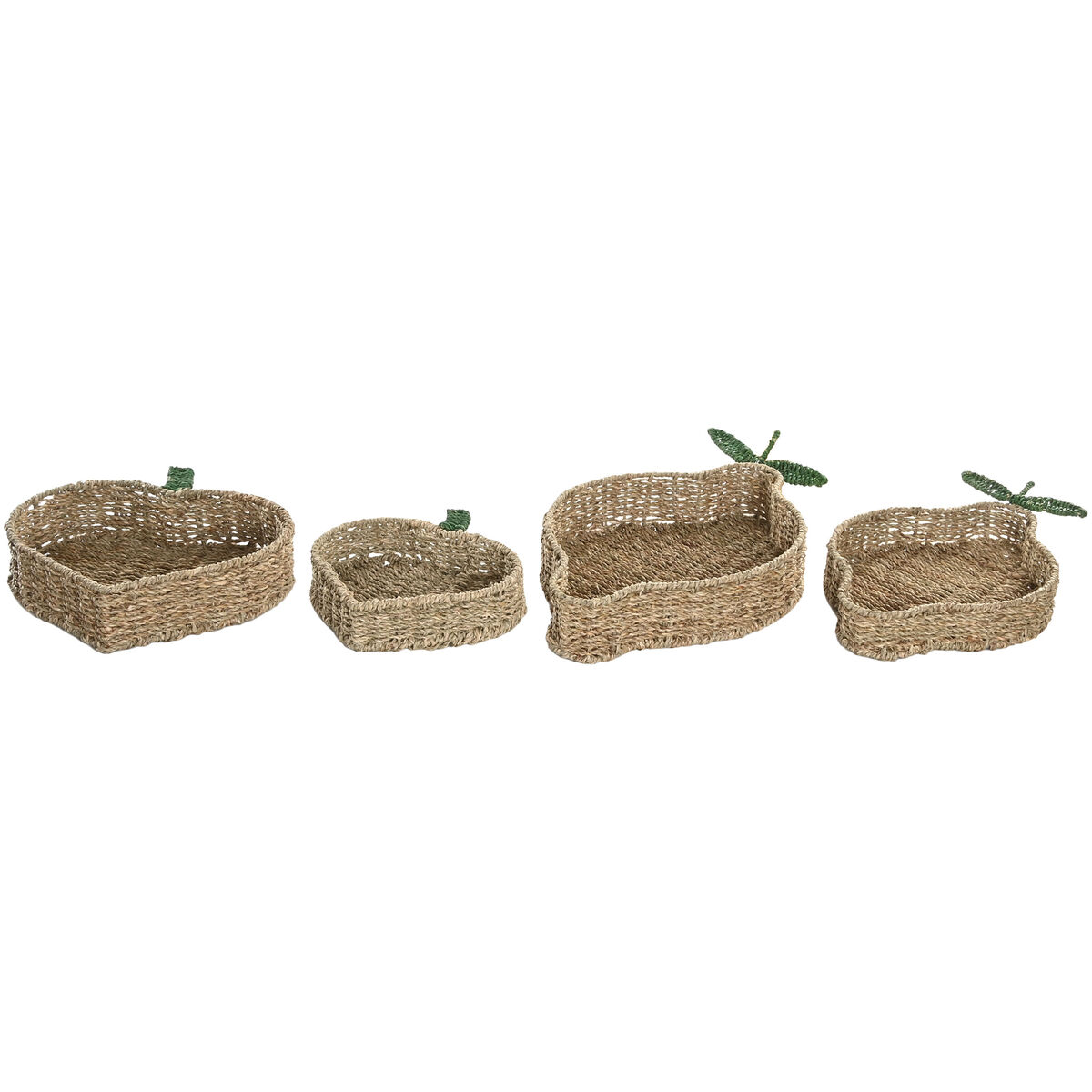 Decorațiune pentru Centrul Mesei Home ESPRIT Verde Natural Metal Fibră naturală 33 X 32 X 8 CM (2 Unități)
