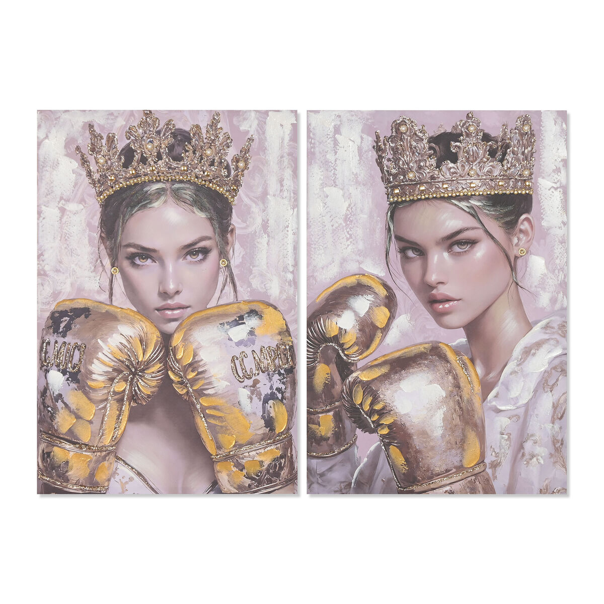 Pânză Home ESPRIT Roz Auriu* Mănuși de box 60 x 3 x 90 cm (2 Unități)