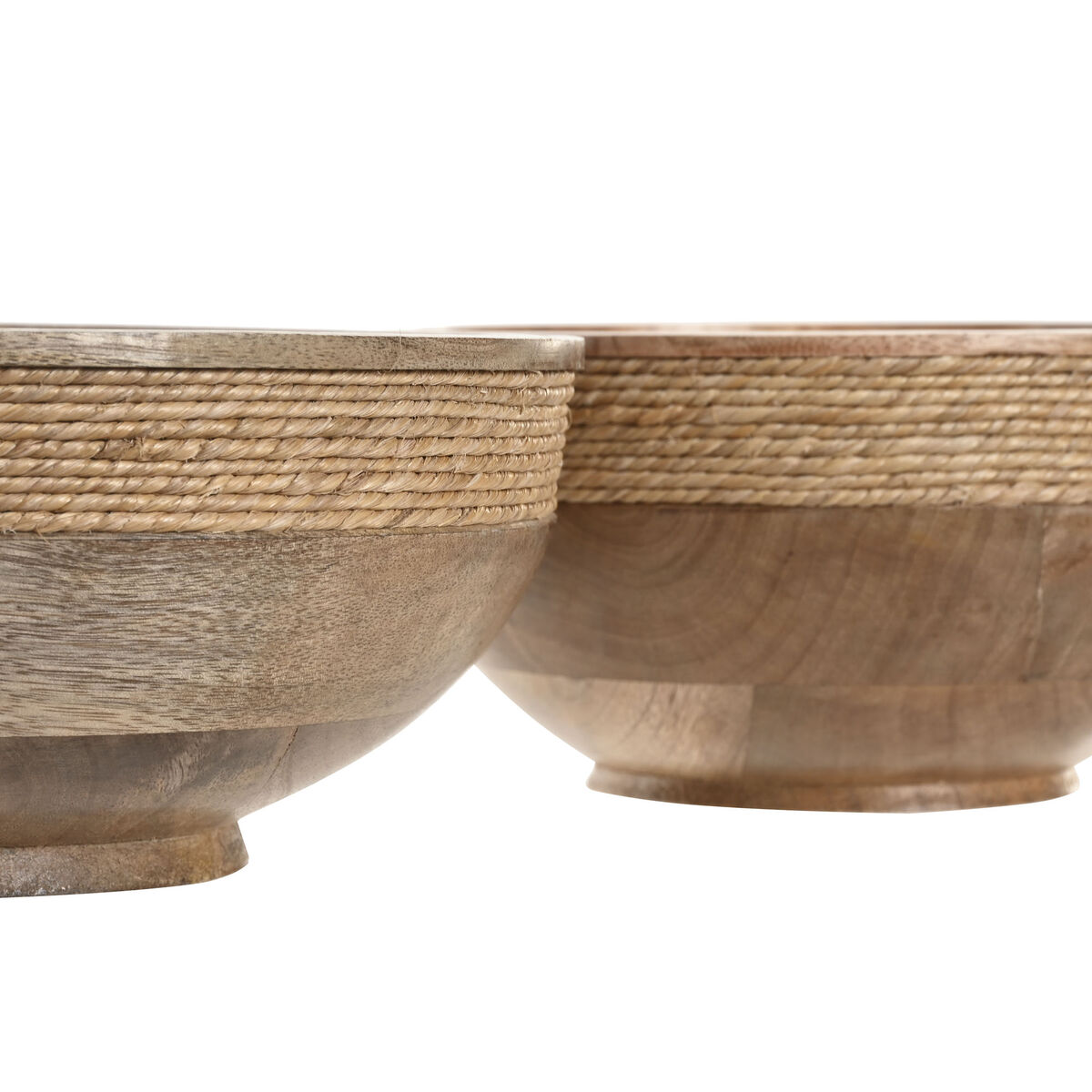 Decorațiune pentru Centrul Mesei Home ESPRIT Maro Въже Lemn de mango 25 x 25 x 10 cm (2 Unități)