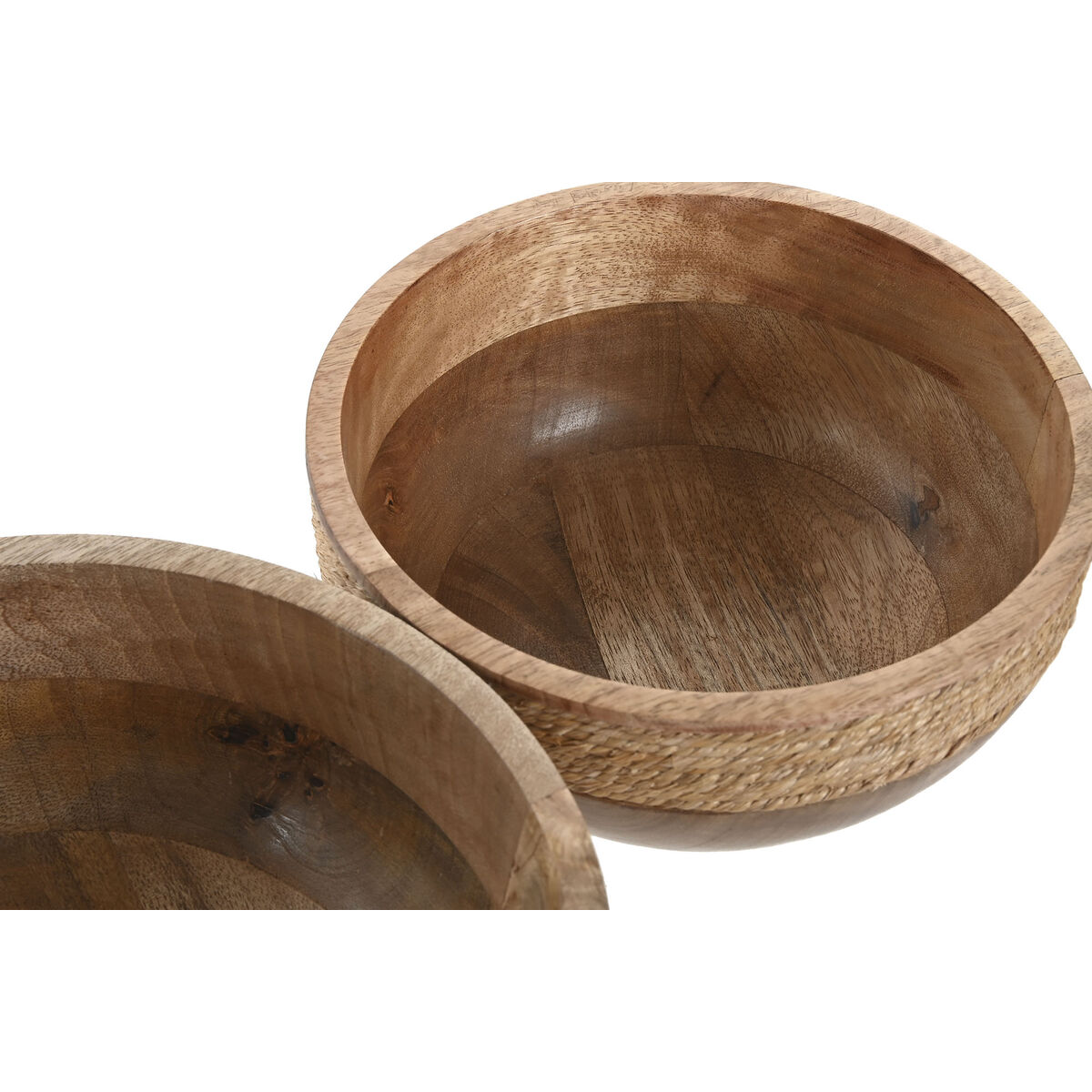 Decorațiune pentru Centrul Mesei Home ESPRIT Maro Въже Lemn de mango 25 x 25 x 10 cm (2 Unități)