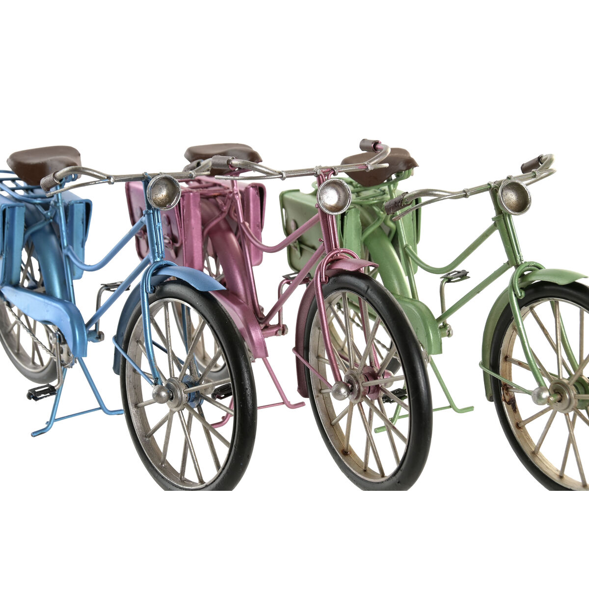 Figură Decorativă Home ESPRIT Albastru Roșu Verde Roz Bicicletă Vintage 30 x 9 x 15 cm (3 Unități)