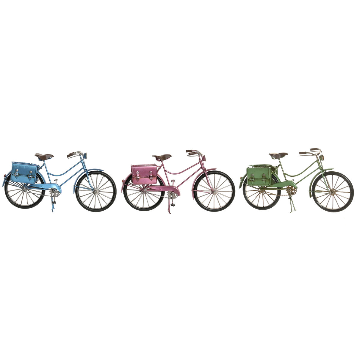 Figură Decorativă Home ESPRIT Albastru Roșu Verde Roz Bicicletă Vintage 30 x 9 x 15 cm (3 Unități)