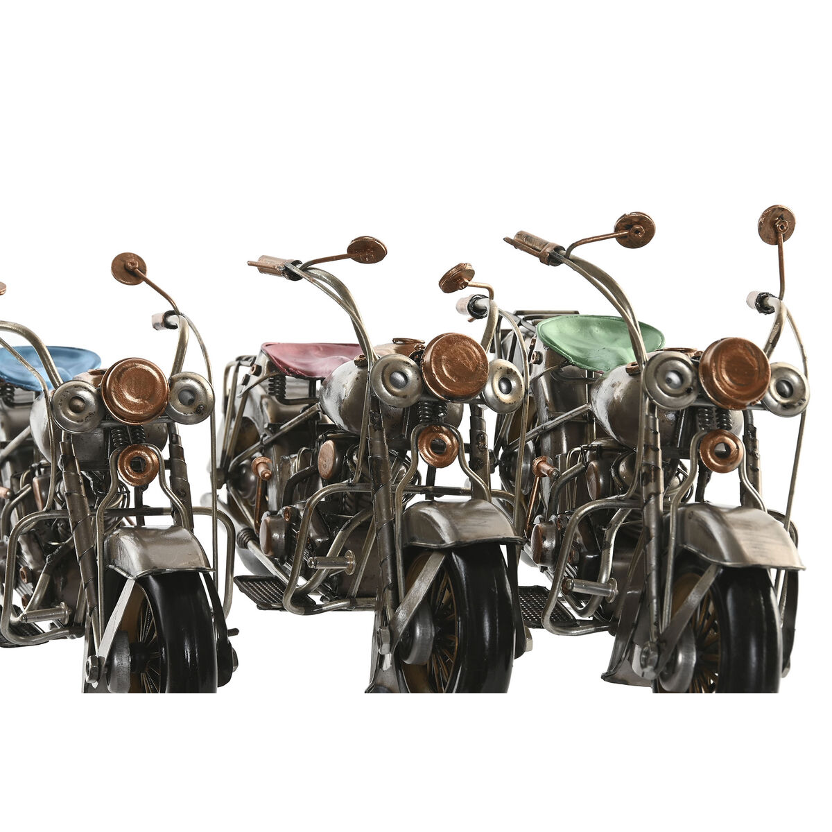 Figură Decorativă Home ESPRIT Albastru Verde Roz Argintiu Motocicletă Vintage 27 X 10 X 15 CM (3 Unități)